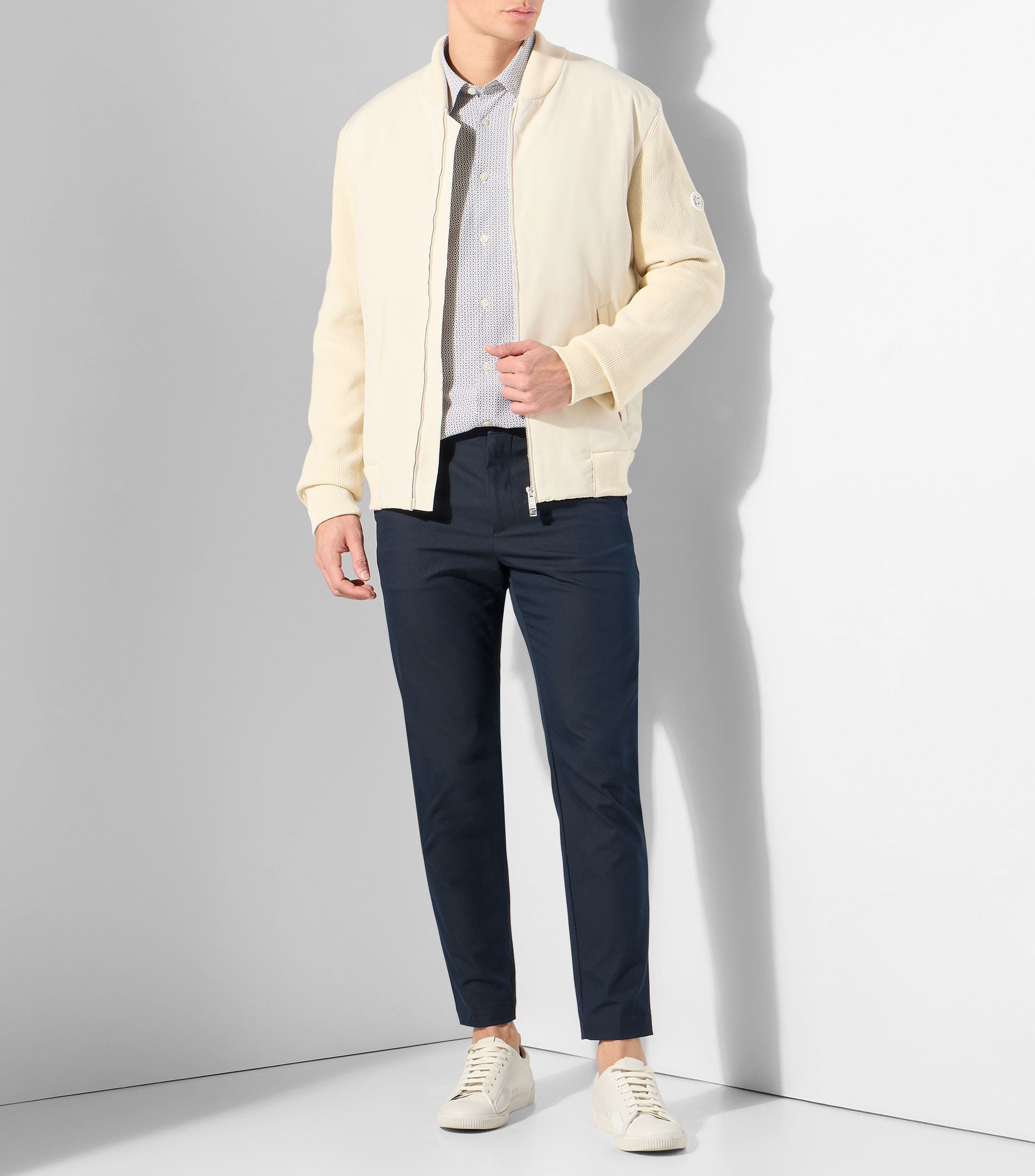 Camisa slim en punto técnico elástico estampado Hombre